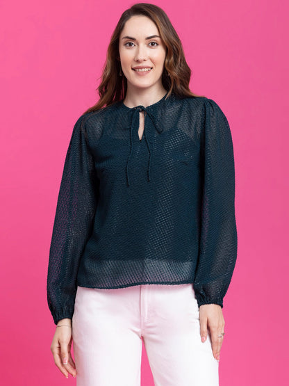 Tie-Up Detail Top - Teal