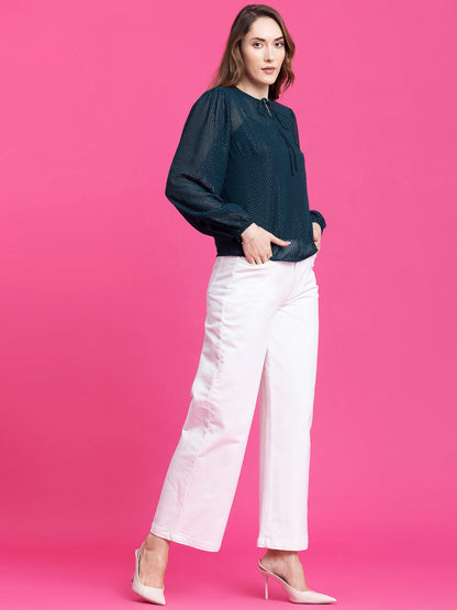 Tie-Up Detail Top - Teal