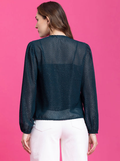 Tie-Up Detail Top - Teal