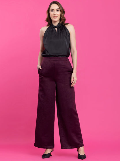 Satin Knot Detail Top - Black