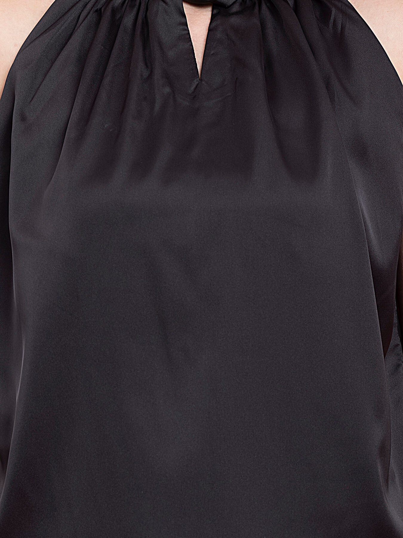 Satin Knot Detail Top - Black