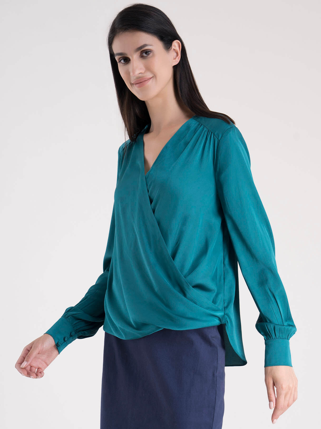 Wrap V - Neck Top - Green