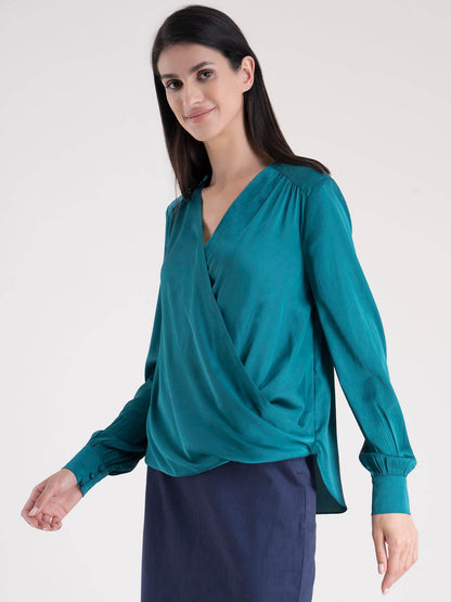 Wrap V - Neck Top - Green