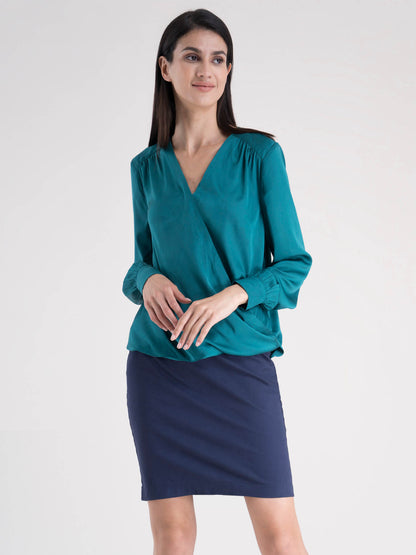 Wrap V - Neck Top - Green