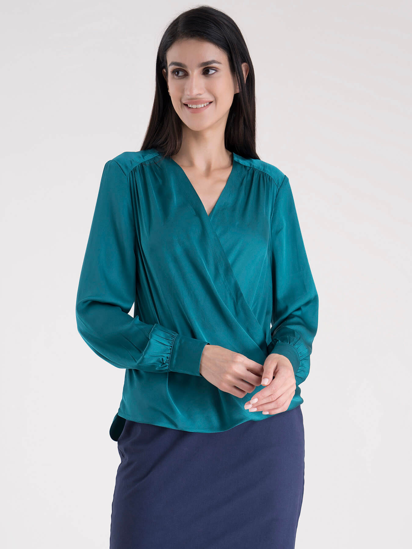 Wrap V - Neck Top - Green
