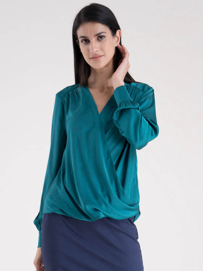Wrap V - Neck Top - Green
