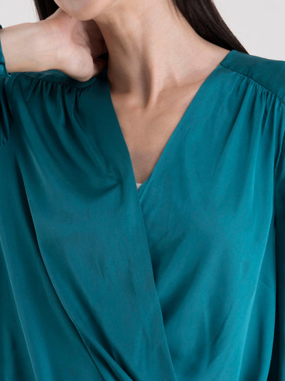 Wrap V - Neck Top - Green