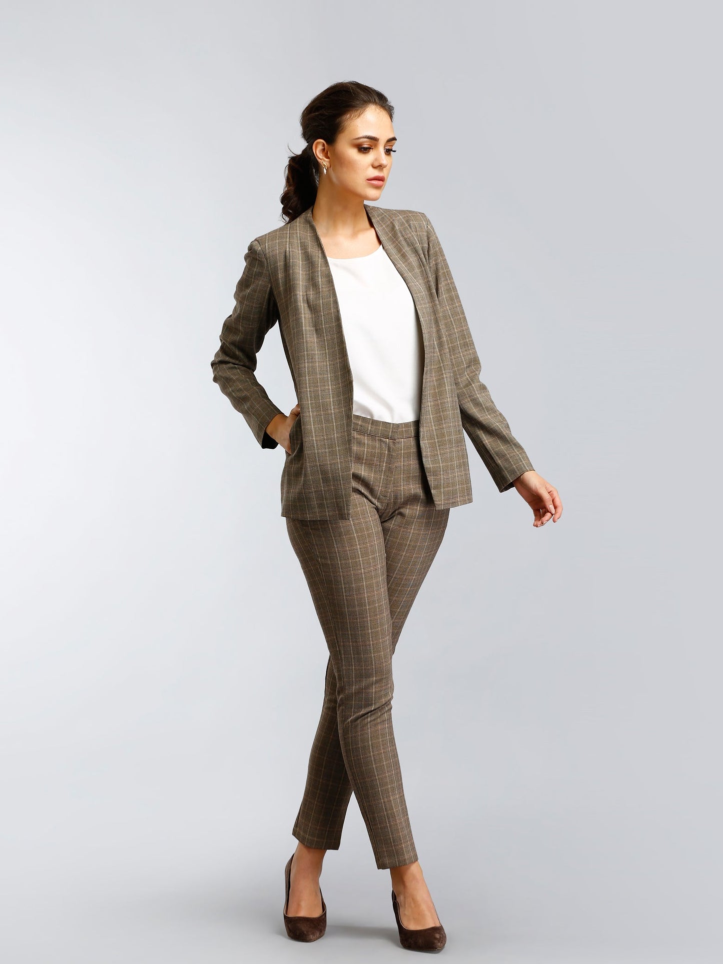 Classic Formal Check Jacket - Brown
