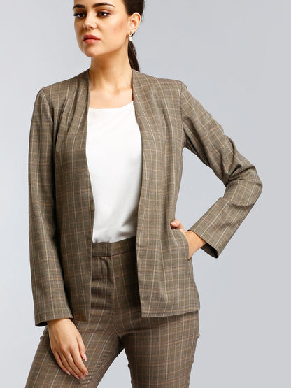 Classic Formal Check Jacket - Brown