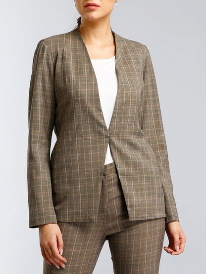 Classic Formal Check Jacket - Brown