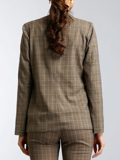 Classic Formal Check Jacket - Brown