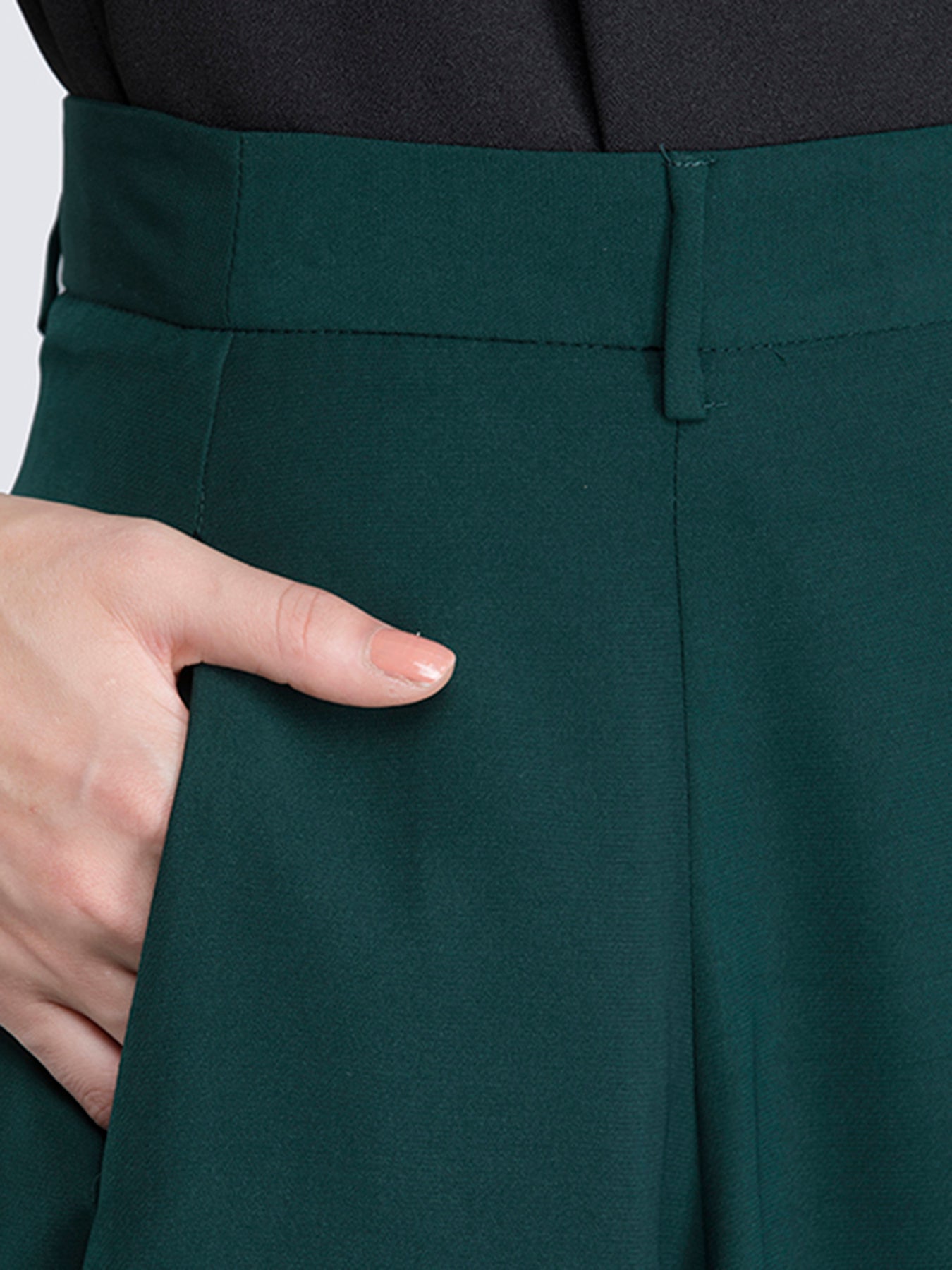 Flared Skort With Panel Detail - Green