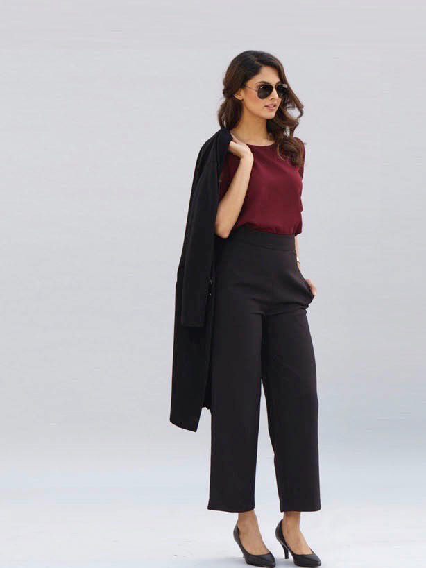 Collared Long Coat - Black