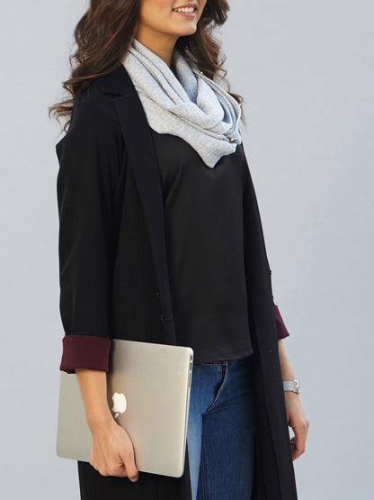 Collared Long Coat - Black