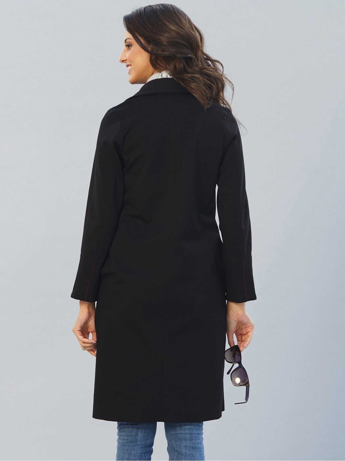 Collared Long Coat - Black