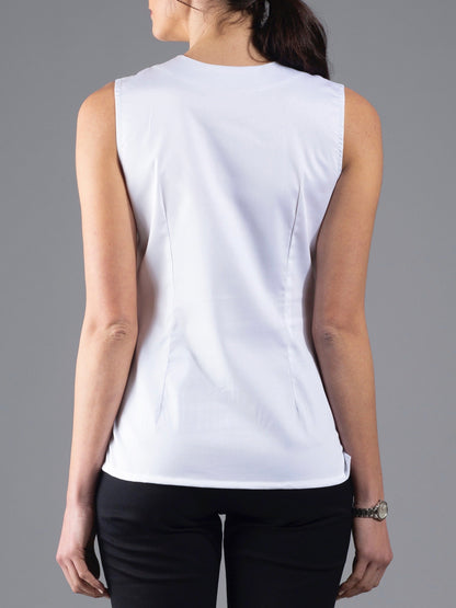 V Neck Pleated Top - White