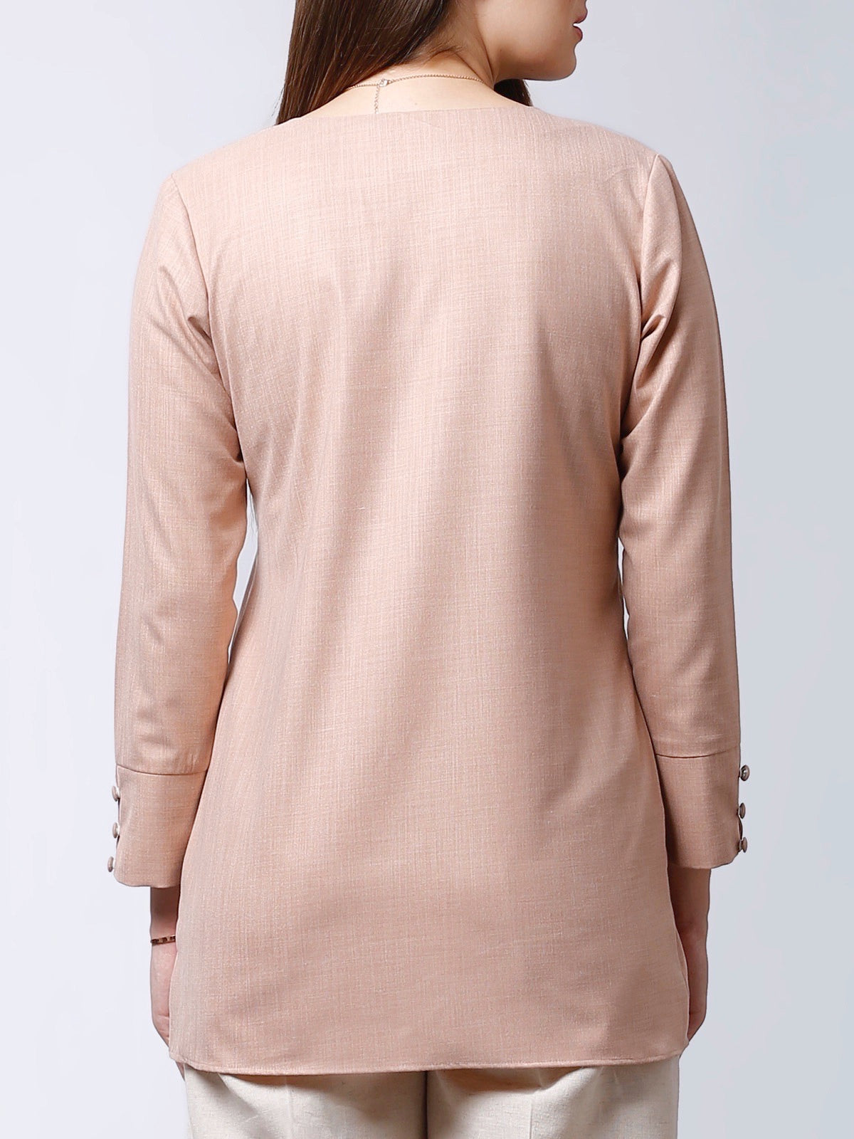 V Neck Asymmetric Hem Top - Pink