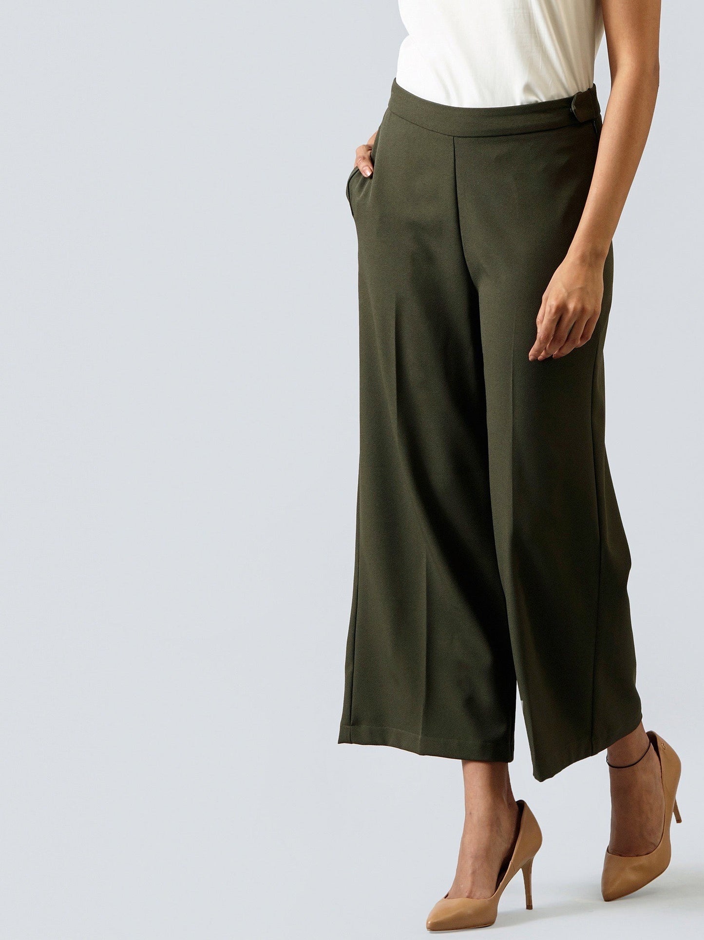 Wide Leg Culottes - Seaweed Green