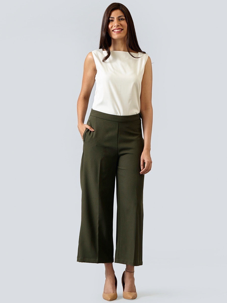 Wide Leg Culottes - Seaweed Green