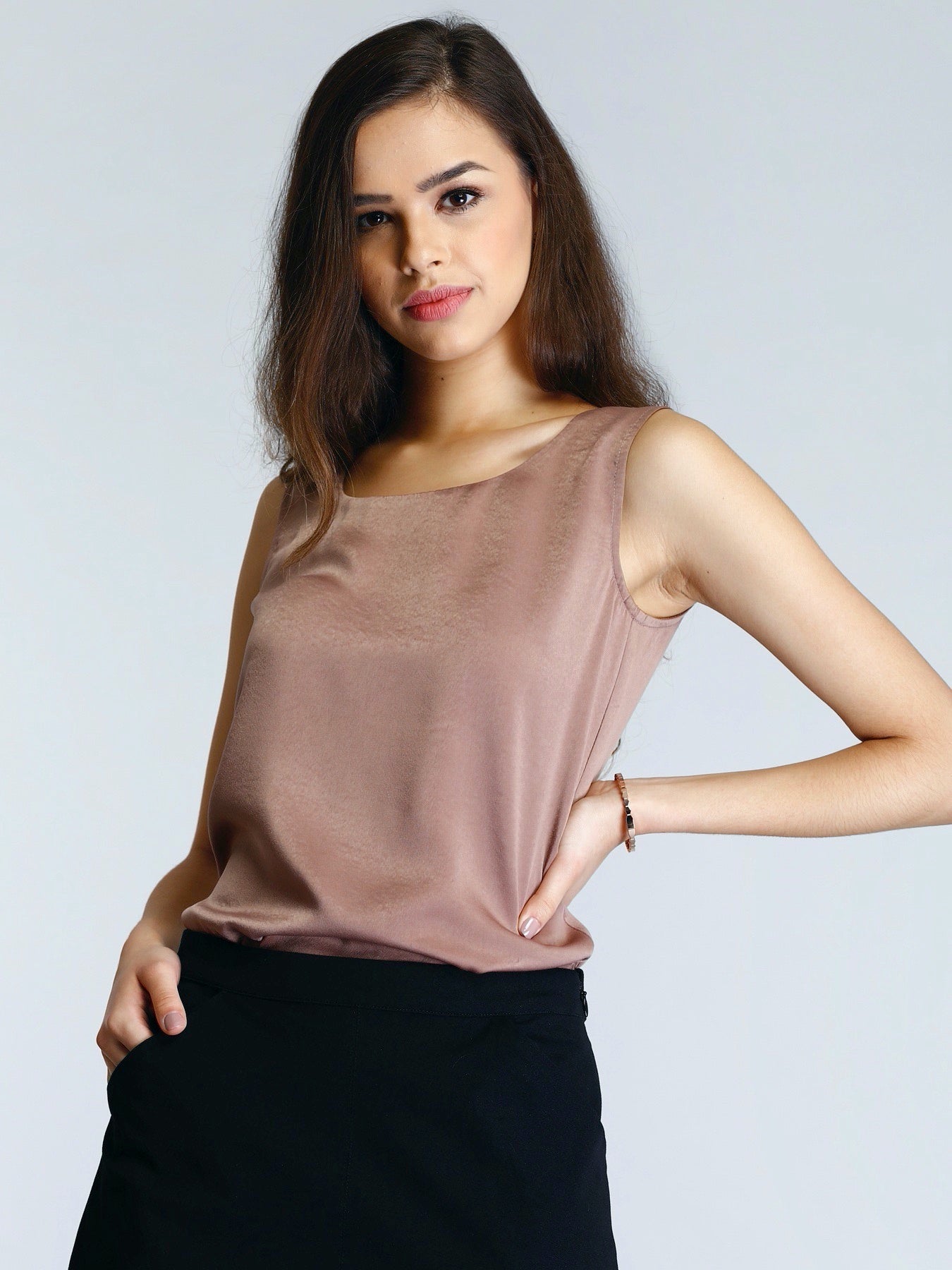 Two Way Satin Camisole - Brown